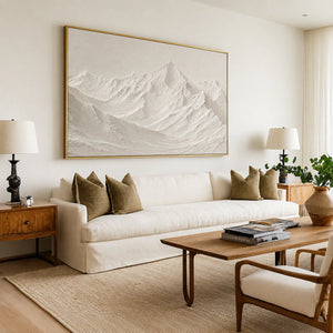 Sculpted Ivory Mountain Panorama Wall Art styled interior scene 4 | OILDECO