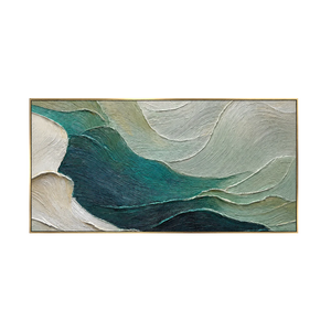 Sculpted Teal Currents and Sage Waves Wall Art | OILDECO