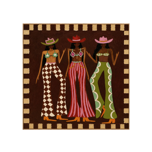 Three Hat Figures in Patterned Trousers Wall Art | OILDECO