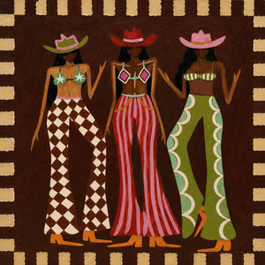 Three Hat Figures in Patterned Trousers Wall Art artwork view | OILDECO