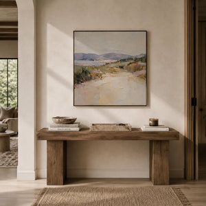 Pastel Cove Coastal Wall Art displayed above a sofa in a neutral interior | Oildeco