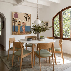 Striped Companions by the Sea with Mauve Sun Wall Art styled interior scene 1 | OILDECO