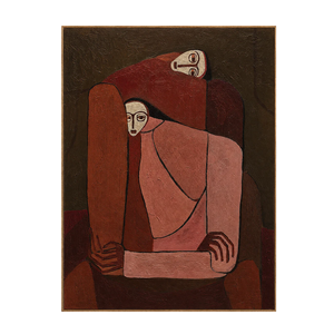 Interlocking Figures in Terracotta and Rose Wall Art | OILDECO