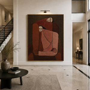 Interlocking Figures in Terracotta and Rose Wall Art styled interior scene 1 | OILDECO
