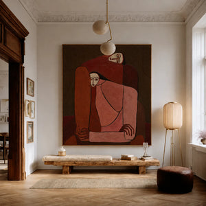 Interlocking Figures in Terracotta and Rose Wall Art styled interior scene 4 | OILDECO