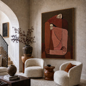 Interlocking Figures in Terracotta and Rose Wall Art styled interior scene 5 | OILDECO