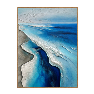 Winding Blue Surf Along a Silver-Gray Shore Wall Art | OILDECO
