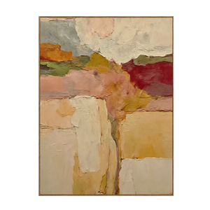 Ochre and Burgundy Layers Through a Cream Field Wall Art | OILDECO