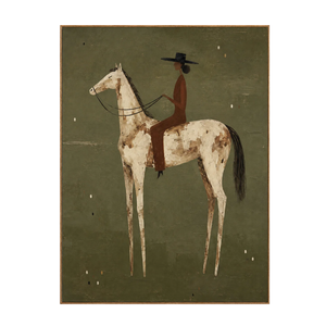 Dark-Hatted Rider on a Cream Dappled Horse Wall Art | OILDECO