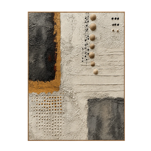 Charcoal Panels and Raised Dots on Ivory Wall Art | OILDECO