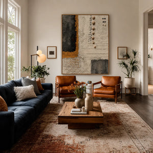Charcoal Panels and Raised Dots on Ivory Wall Art styled interior scene 5 | OILDECO