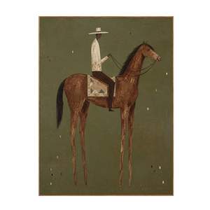 Cream-Hatted Rider on a Chestnut Horse Wall Art | OILDECO