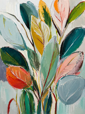 Original artwork view of Painted Leaves Botanical Wall Art | Oildeco