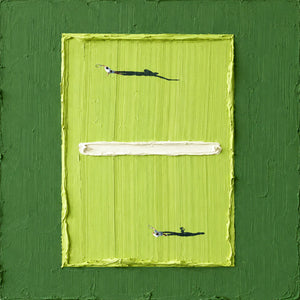Tiny Tennis Players on a Lime-Green Court Wall Art artwork view | OILDECO