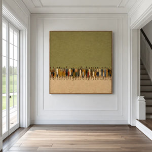 Colorful Crowd Beneath an Open Olive Field Wall Art styled interior scene 5 | OILDECO