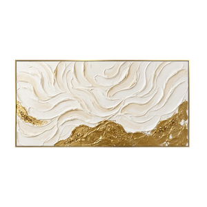 Ivory Flowing Ridges Above Golden Peaks Wall Art | OILDECO