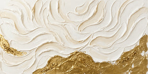 Ivory Flowing Ridges Above Golden Peaks Wall Art artwork view | OILDECO