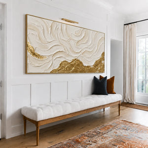 Ivory Flowing Ridges Above Golden Peaks Wall Art styled interior scene 1 | OILDECO