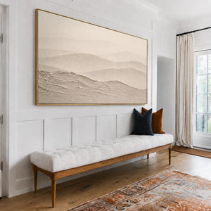 Soft Beige Hills in Layered Panoramic Relief Wall Art styled interior scene 1 | OILDECO