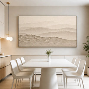 Soft Beige Hills in Layered Panoramic Relief Wall Art styled interior scene 2 | OILDECO