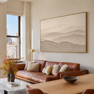 Soft Beige Hills in Layered Panoramic Relief Wall Art styled interior scene 3 | OILDECO