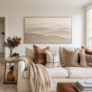 Soft Beige Hills in Layered Panoramic Relief Wall Art styled interior scene 4 | OILDECO