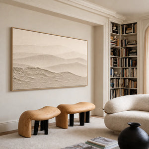 Soft Beige Hills in Layered Panoramic Relief Wall Art styled interior scene 5 | OILDECO