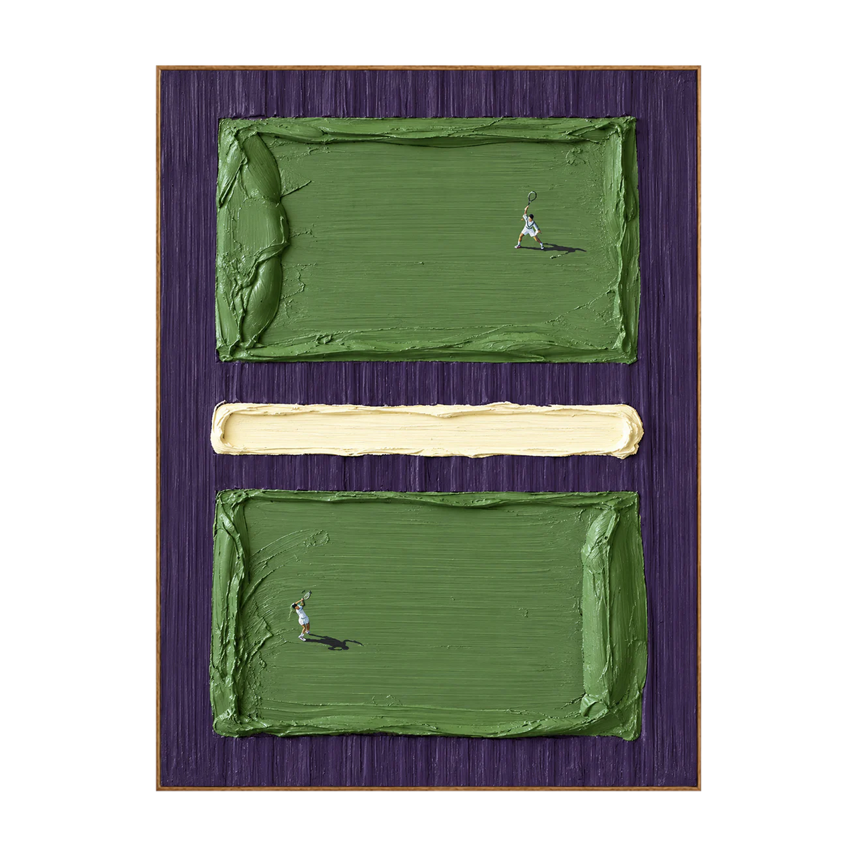 Tiny Tennis Players on Green and Violet Wall Art