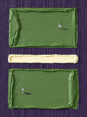 Tiny Tennis Players on Green and Violet Wall Art artwork view | OILDECO