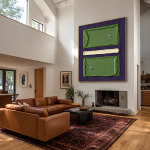 Tiny Tennis Players on Green and Violet Wall Art styled interior scene 3 | OILDECO