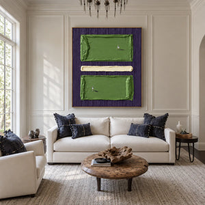 Tiny Tennis Players on Green and Violet Wall Art styled interior scene 4 | OILDECO