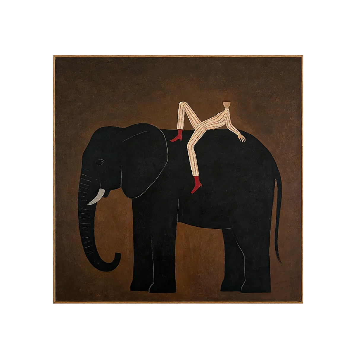 Striped Rider Reclining on a Black Elephant Wall Art