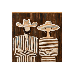 Striped Western Pair in Cream Hats Wall Art | OILDECO