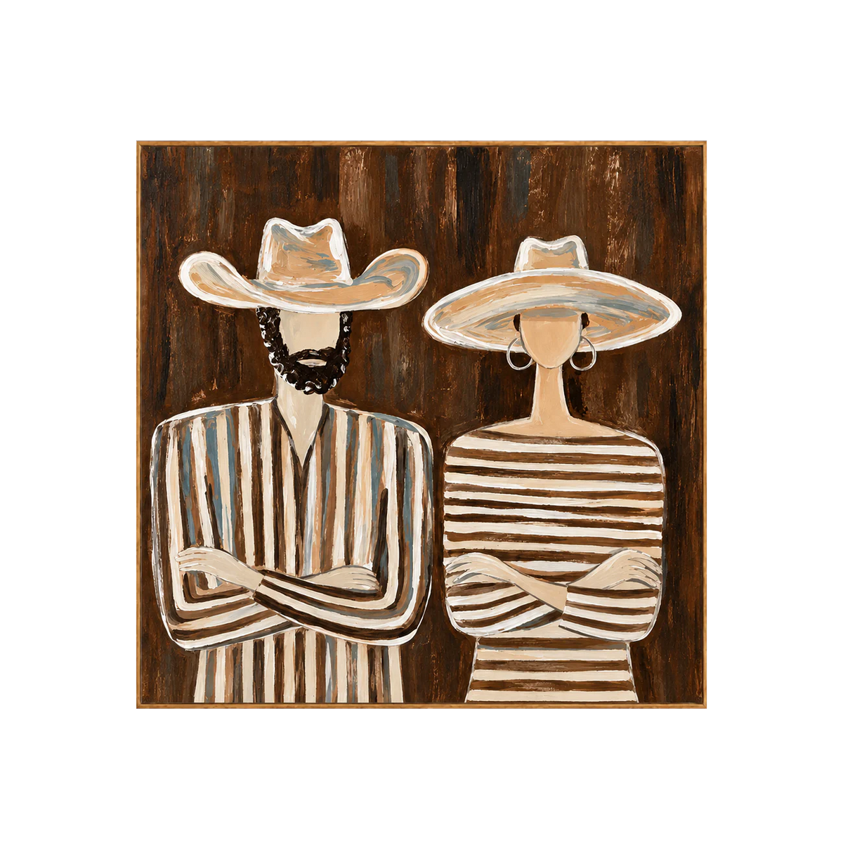 Striped Western Pair in Cream Hats Wall Art