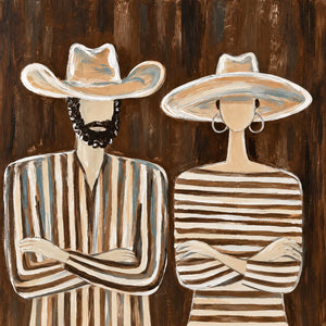 Striped Western Pair in Cream Hats Wall Art artwork view | OILDECO