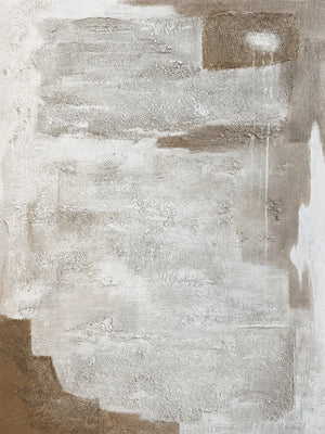 Chalk White Layers over Taupe Abstract Wall Art artwork view | OILDECO