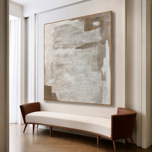 Chalk White Layers over Taupe Abstract Wall Art styled interior scene 1 | OILDECO