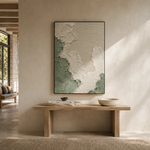 Sage Relief Textured Wall Art styled in a modern living room | Oildeco