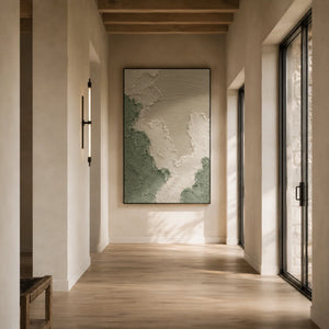 Sage Relief Textured Wall Art displayed above a sofa in a neutral interior | Oildeco