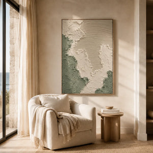 Sage Relief Textured Wall Art styled in a contemporary entryway | Oildeco