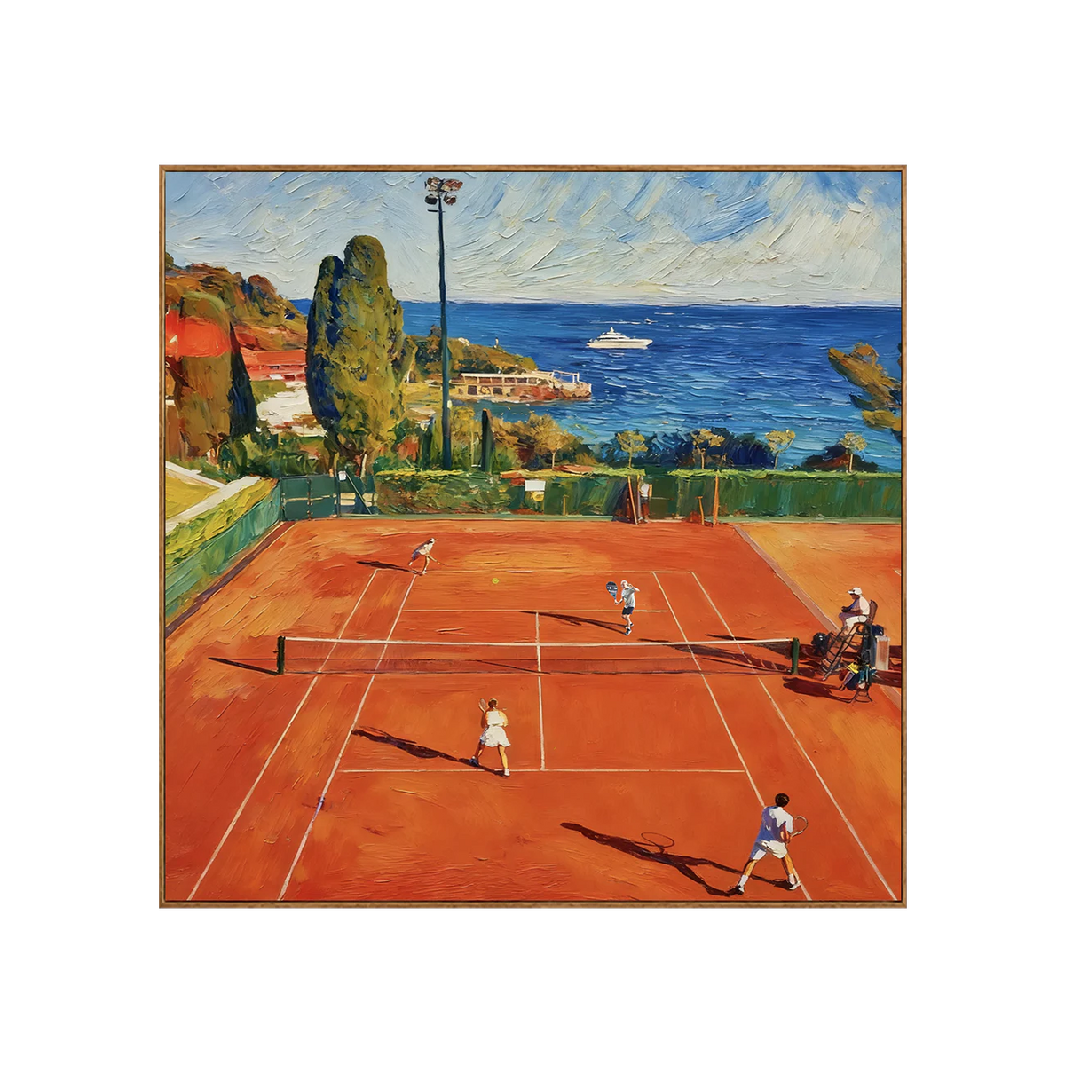 Terracotta Tennis Court above a Blue Bay Wall Art