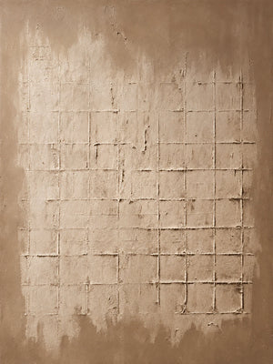 Weathered Sand Grid on Warm Taupe Wall Art artwork view | OILDECO