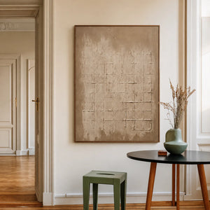 Weathered Sand Grid on Warm Taupe Wall Art styled interior scene 2 | OILDECO