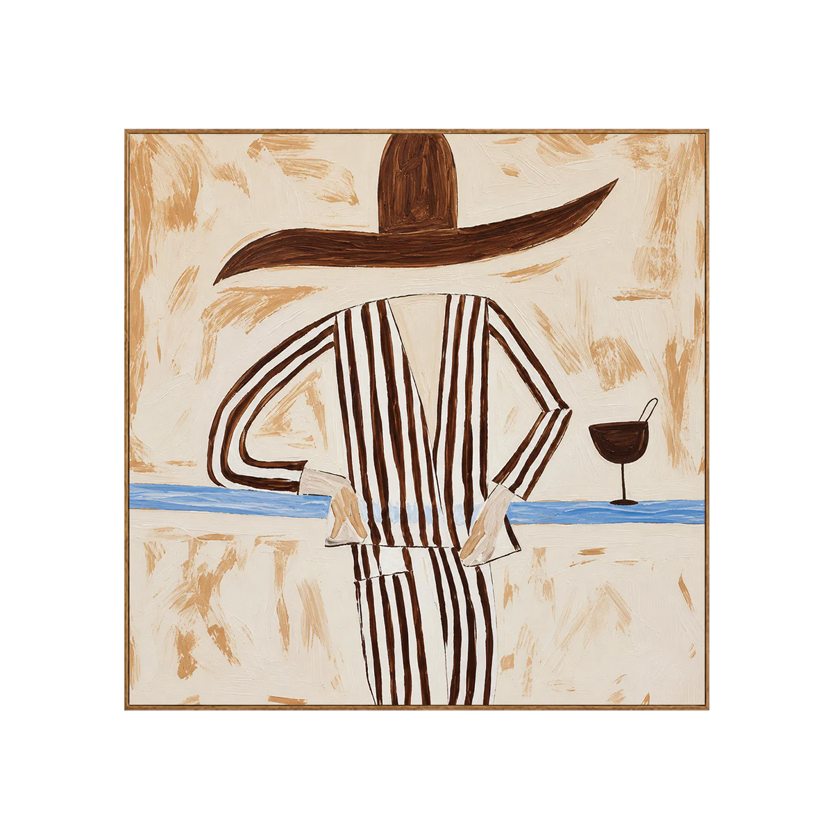 Striped Figure with a Sweeping Hat and Goblet Wall Art