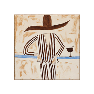Striped Figure with a Sweeping Hat and Goblet Wall Art | OILDECO