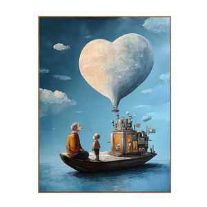 Heart Balloon above a Storybook Boat Wall Art | OILDECO
