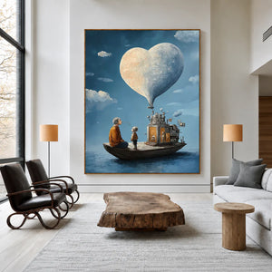 Heart Balloon above a Storybook Boat Wall Art styled interior scene 1 | OILDECO