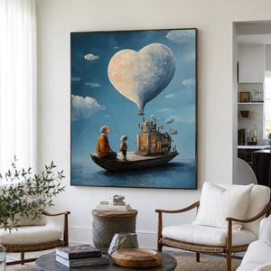 Heart Balloon above a Storybook Boat Wall Art styled interior scene 3 | OILDECO