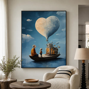 Heart Balloon above a Storybook Boat Wall Art styled interior scene 4 | OILDECO