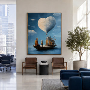 Heart Balloon above a Storybook Boat Wall Art styled interior scene 5 | OILDECO